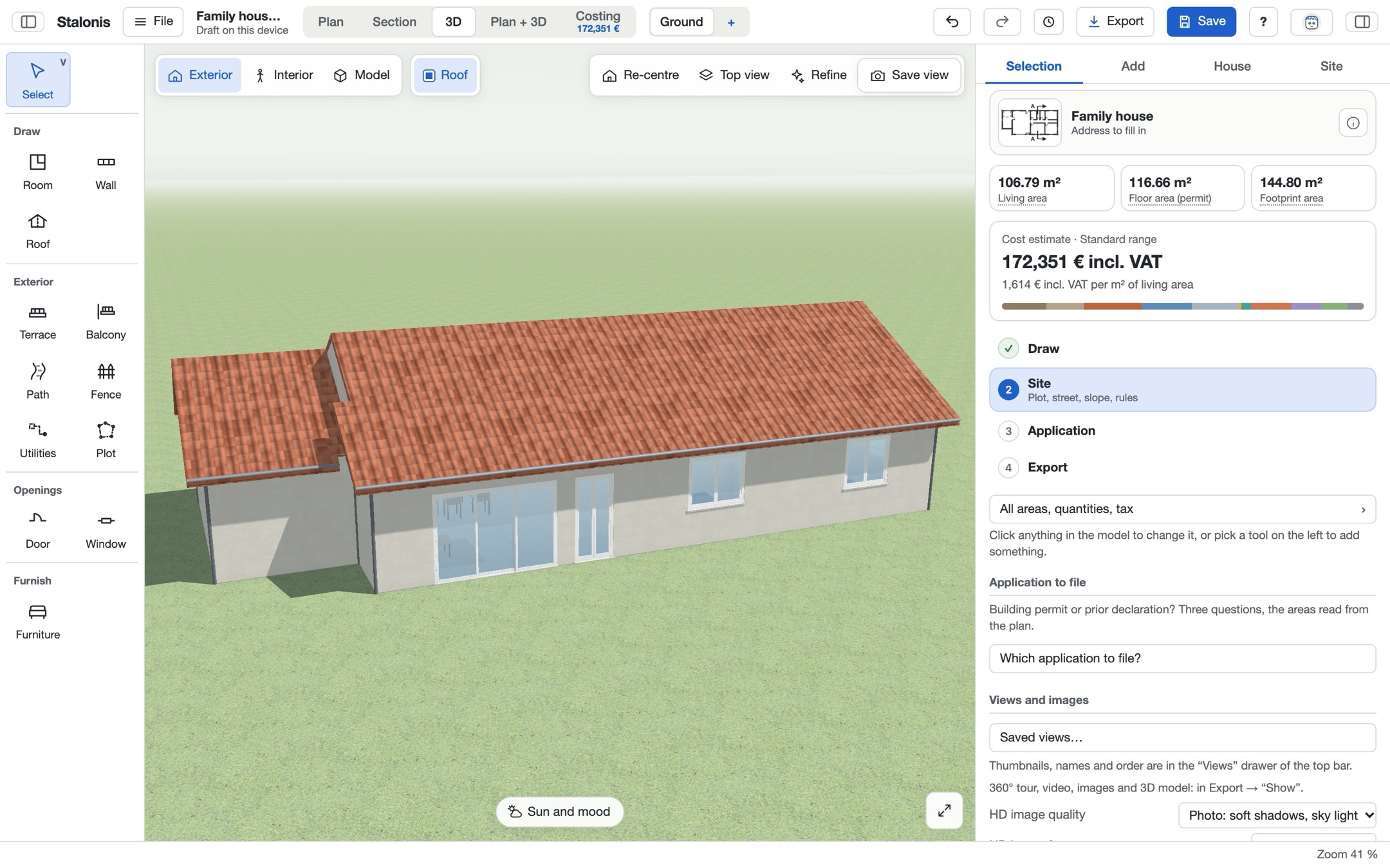 The same house in the 3D view